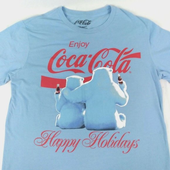 Coca-Cola Other - Coca Cola Happy Holidays Christmas Polar Bears Light Blue Graphic T Shirt Large